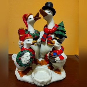 Christmas Geese Carolers tea light holder